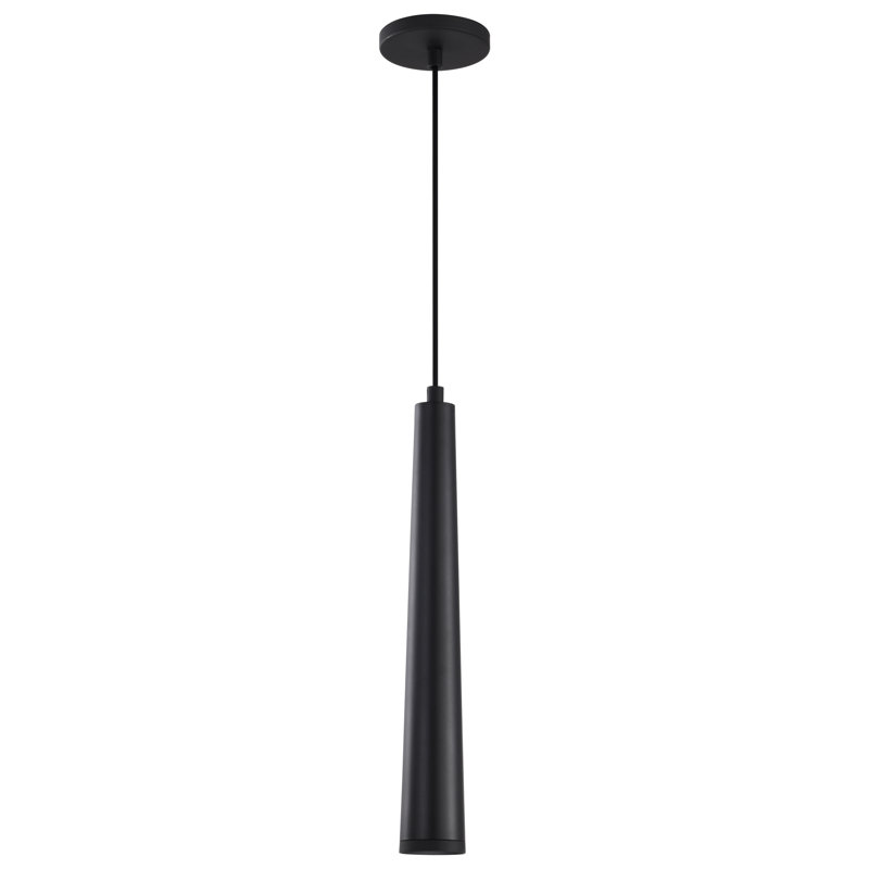 Ernesti 1-Light Integrated LED Dimmable Single Cone Pendant, Matte Black