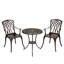 Ensemble bistro 3 pièces, chaises et table en fonte d'aluminium avec trou pour parasol, couleur bronze