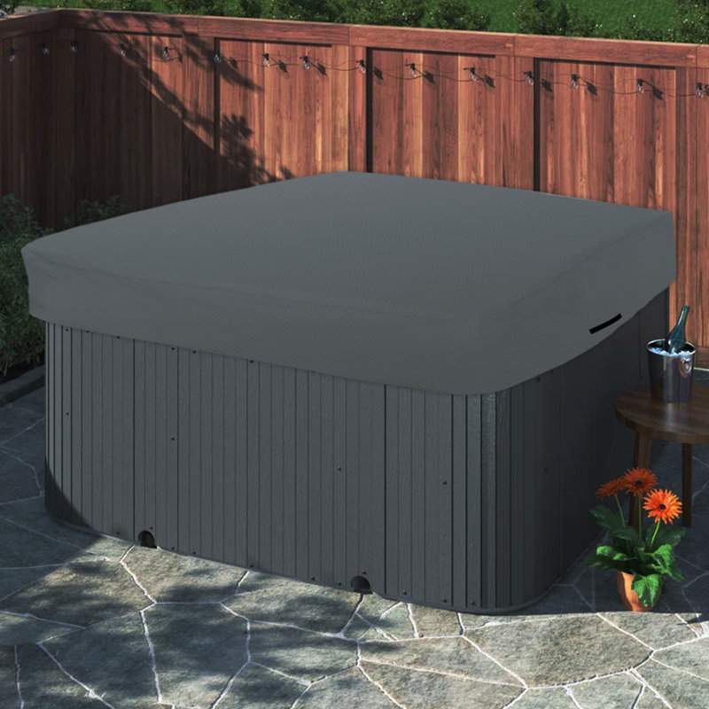Hot Tub Jacuzzi Outdoor Gazebo Covers/ Cover for Square Hot Tub, Waterproof UV & Weather Resistant Protector, Grey