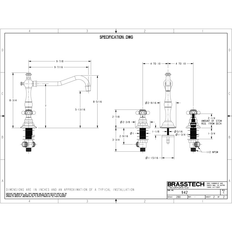 Chesterfield Double Handle Kitchen Faucet, Oil Rubbed Bronze, Cross