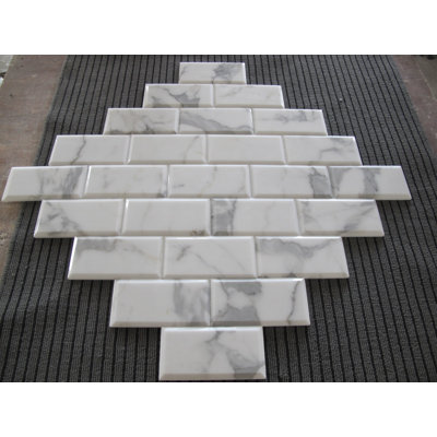 3" x 6" Beveled Marble Marble Look Wall & Floor Tile