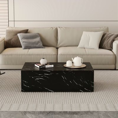 Table basse 39,3 * 23,6 * 11,8 pouces en marbre noir texturé