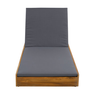 Vane Patio Acacia Wood Chaise Lounge With Adjustable Backrest & Cushion by Latitude Run