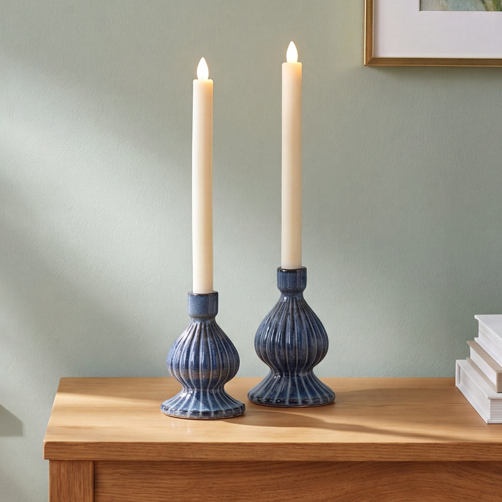 Gallagher Candlestick Holder, Blue