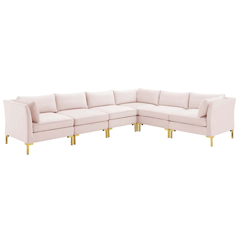 Canapé modulaire en velours 6 pièces Ardent Performance, Velours rose