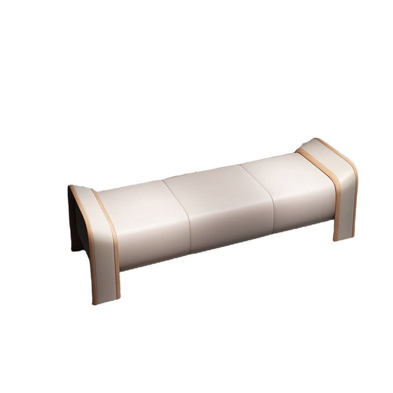 Banc rembourré en cuir Rupinder, Crème