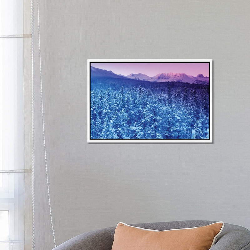 Landscape With Evergreen Forest In Winter And Mountains In Background At Sunset by Panoramic Images - Gallery-Wrapped Canvas Giclée on Canvas