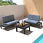 Ensemble de conversation modulaire en PEHD moderne 3 pièces avec table basse