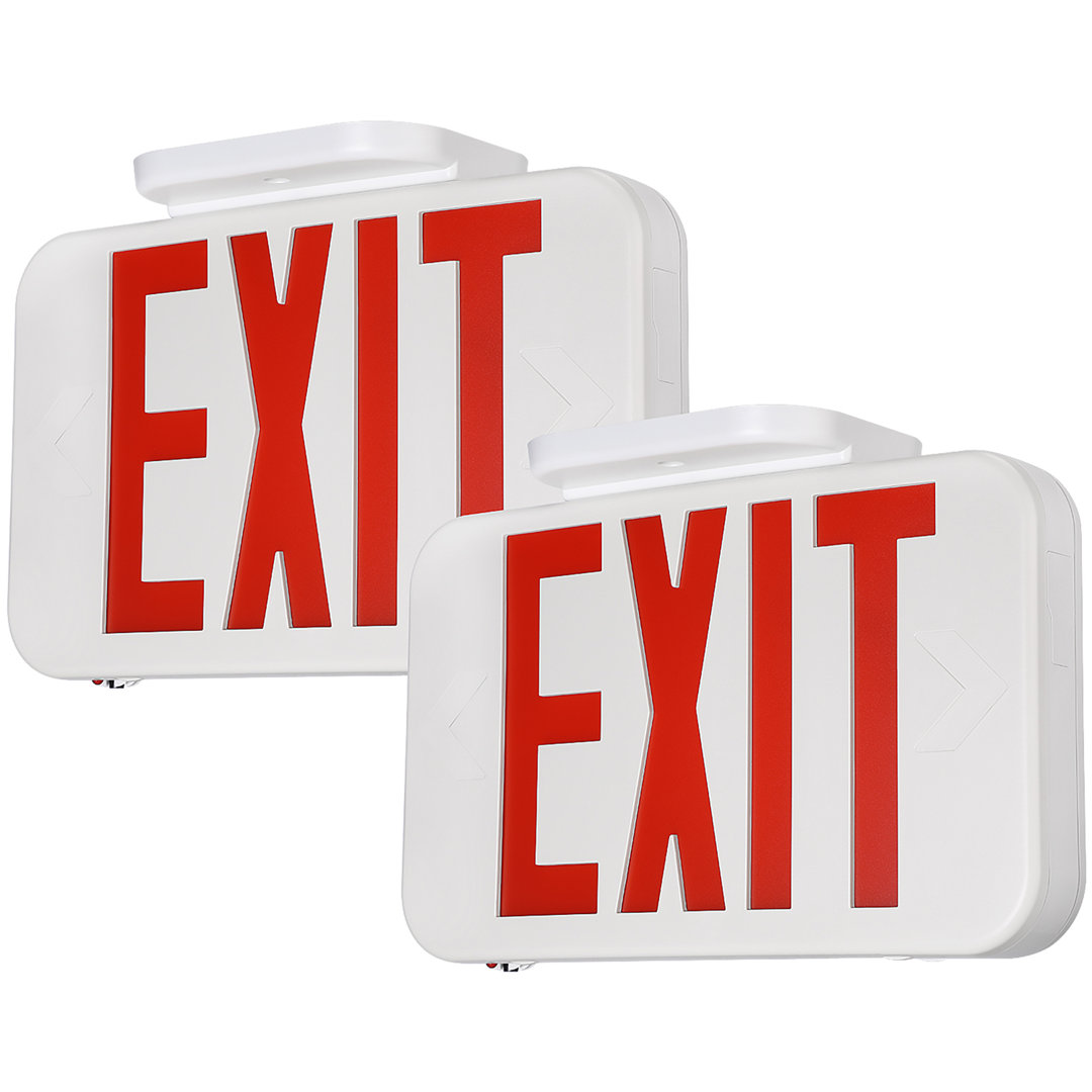 Red Led Exit Sign Emergency Light, Double Face, Damp Location, Battery Backup (Set of 2) TORCHSTAR