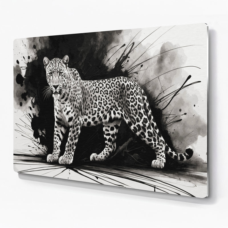 «Big Cats», art mural gris en métal, H 11 po x l 14 po