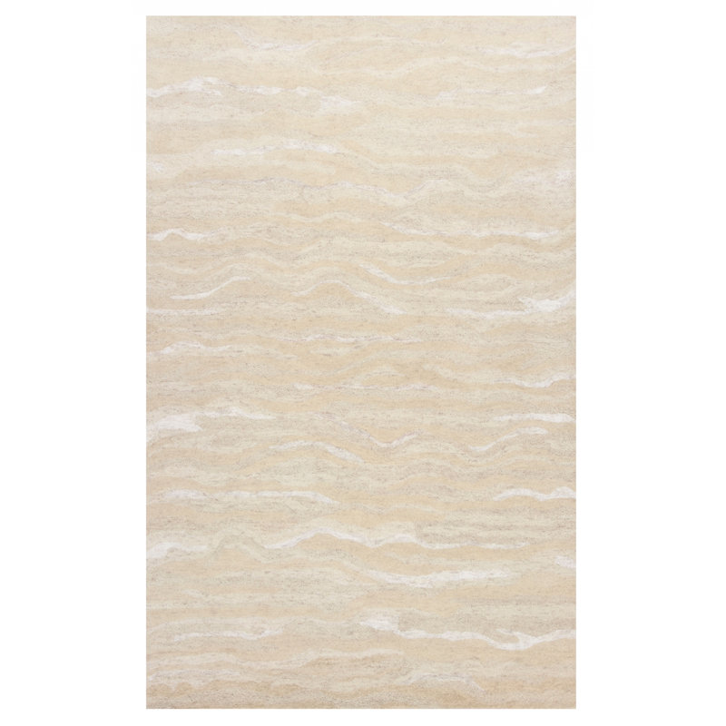 Tapis rectangulaire ivoire en laine tissé à la machine 3 pi x 5 pi Annley, Rectangle 3 pi x 5 pi