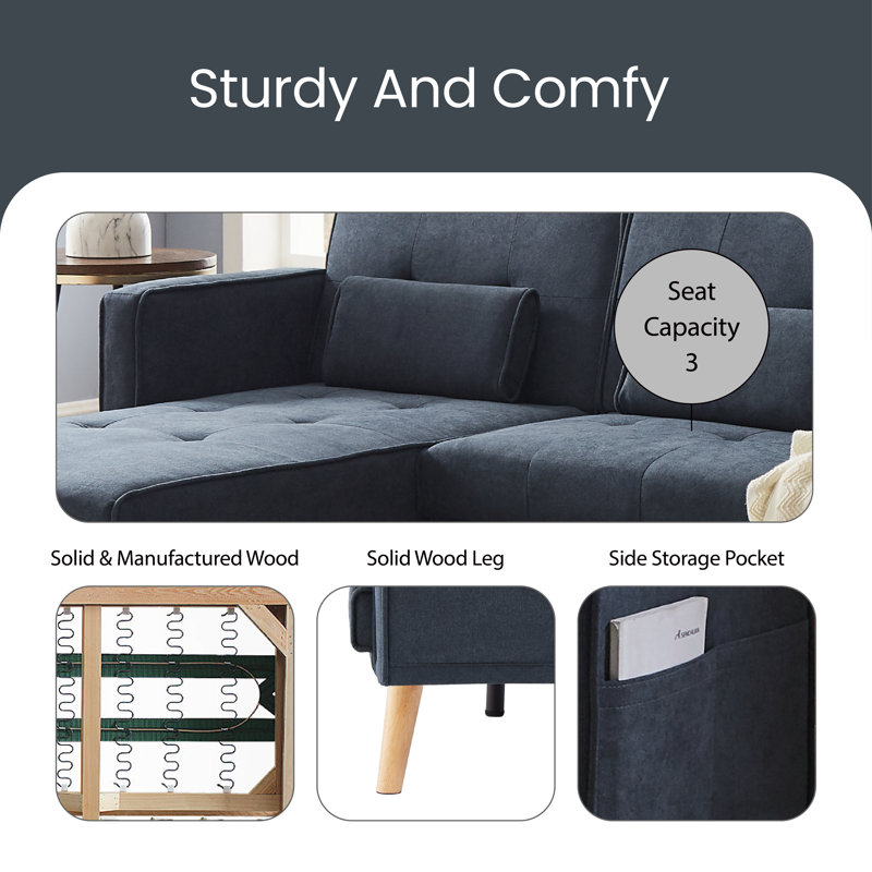Canapé modulaire Razny, 100 % lin gris foncé