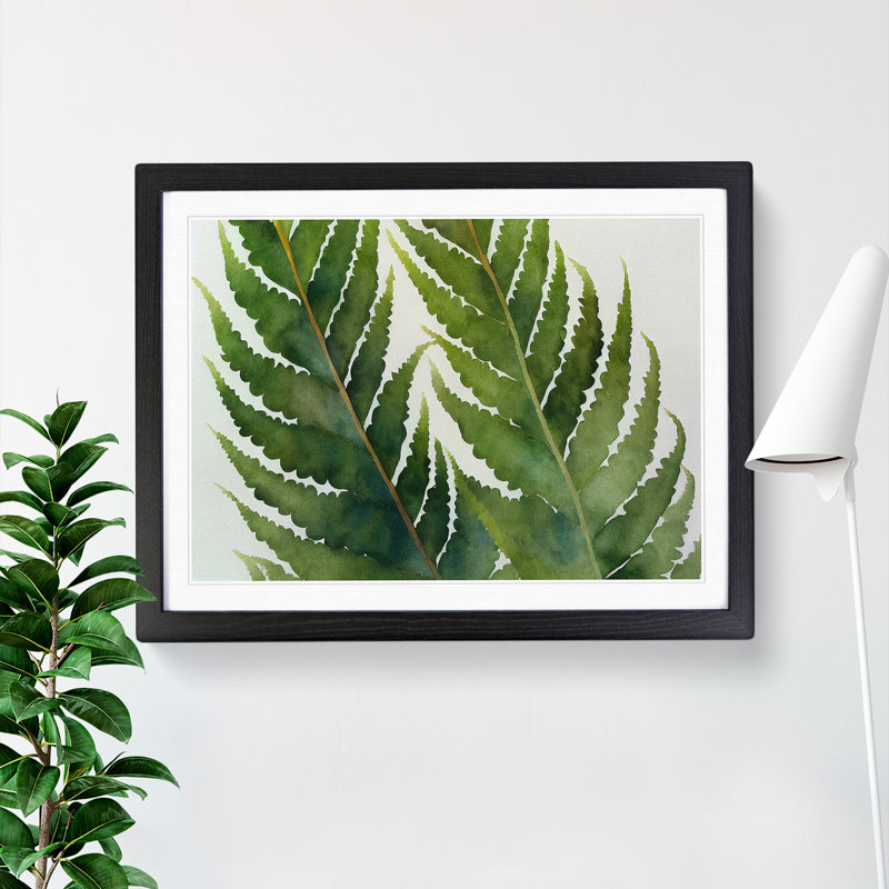 Fern Leaf Vol.2 - Single Picture Frame Painting, Black, 25cm H x 34cm W x 2cm D