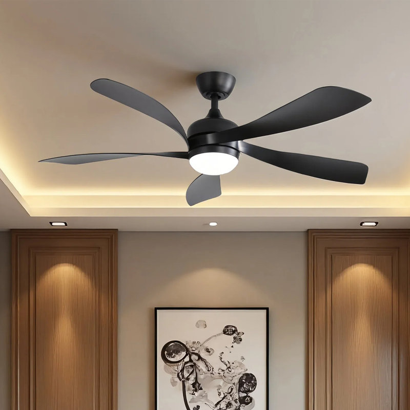 Ventilateur de plafond moderne à 5 pales de 52 po avec ensemble d'éclairage à intensité variable et télécommande TurboBreeze