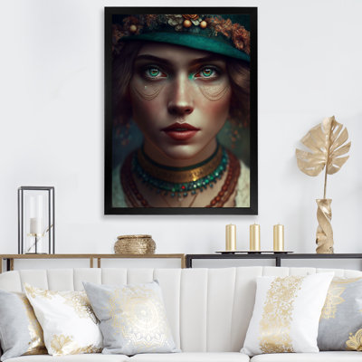 Edora, femme bohémienne rétro aux yeux bleus I sur toile