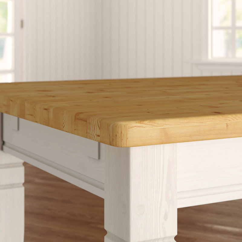 Kelly Pine Solid Wood Dining Table, H78 x L90 x W160cm, White/Leach-coloured