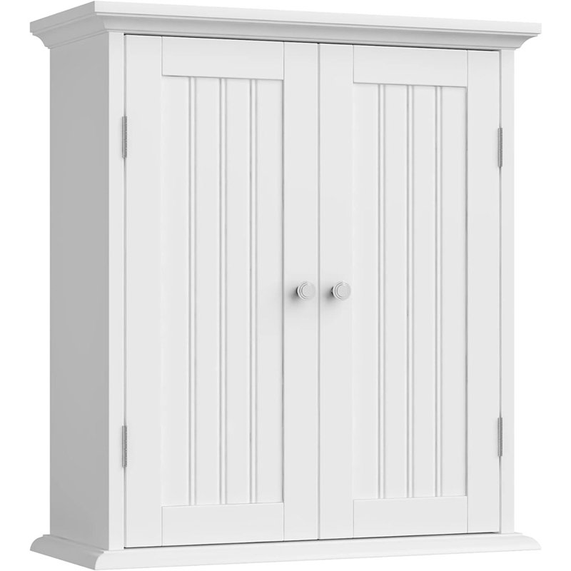 Armoire de rangement au-dessus de la toilette - Armoire murale de salle de bain avec 2 portes et tablettes réglables