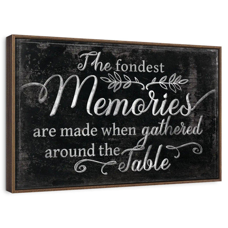 Fondest Memories, typographie, 40 po x 27 po, Cadre flottant noyer