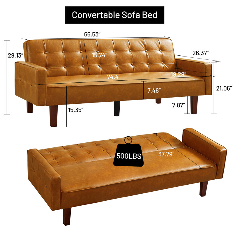Canapé convertible Besharat, Similicuir brun