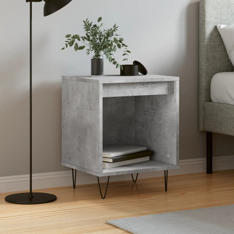 Maffra 35cm W Manufactured Wood Bedside Table, Concrete grey