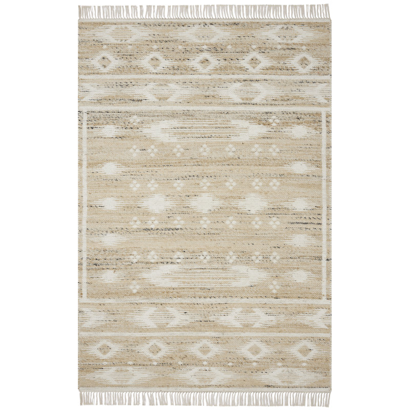 Natural Ivory Wool Cotton Flatweave Reversible Area Rug 3'-6" x 5'-6"