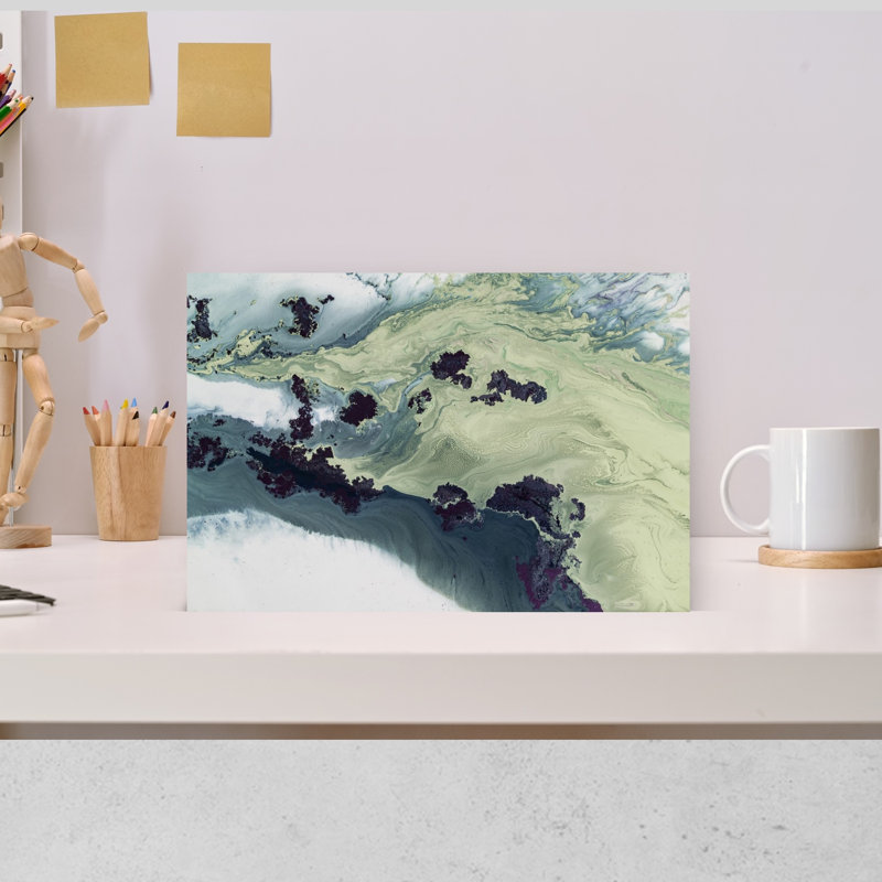 Art mural abstrait paysage côtier de poissons abstraits, H 12 po x l 18 po