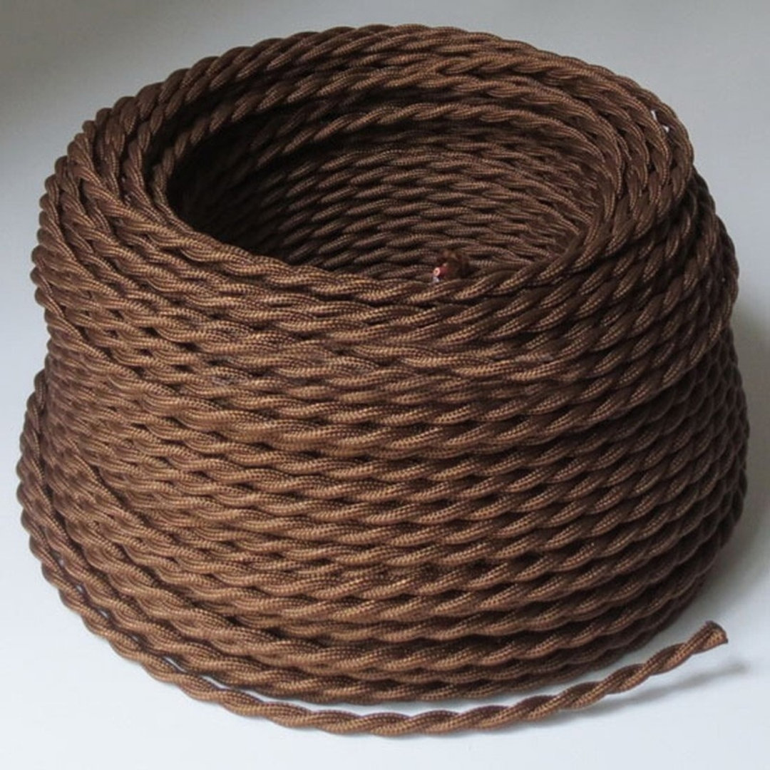 2Core Twisted Vintage Coloured 0.75Mm Braided Fabric Flexible Electrical UK Lighting Wire Cord / Cable