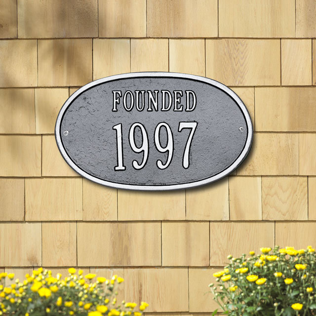 Plaque d'adresse murale sur 2 lignes Date, Cuivre antique, Oui