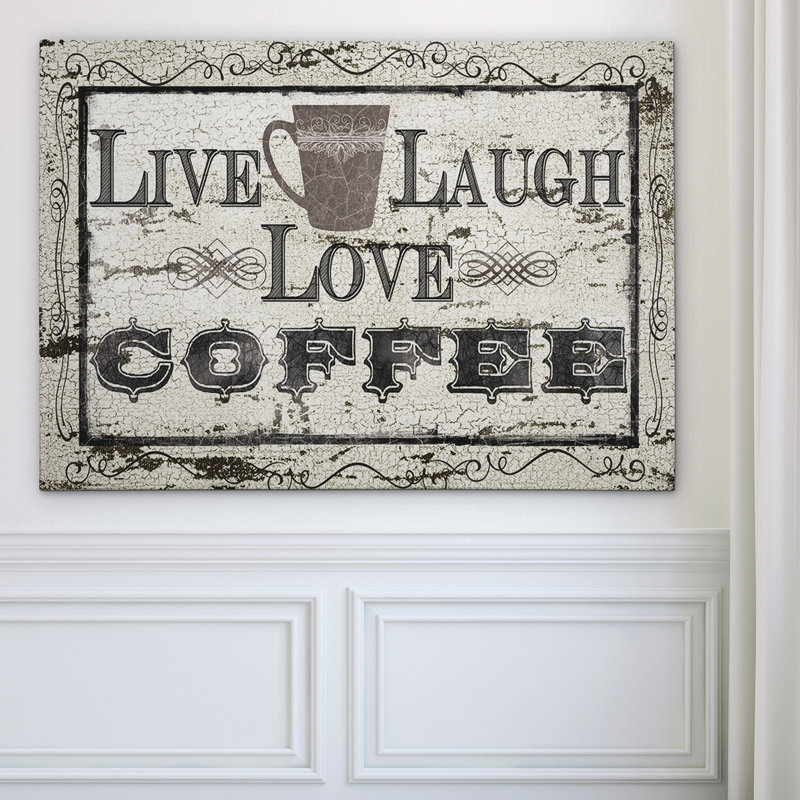 Live, Laugh, Love Coffee - Art textuel sur toile, H 12 po x l 18 po x P 1,5 po