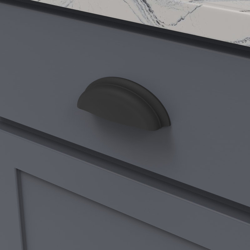 Fuller 3 3/4'' Center To Center Cup/Bin Pull, Matte Black