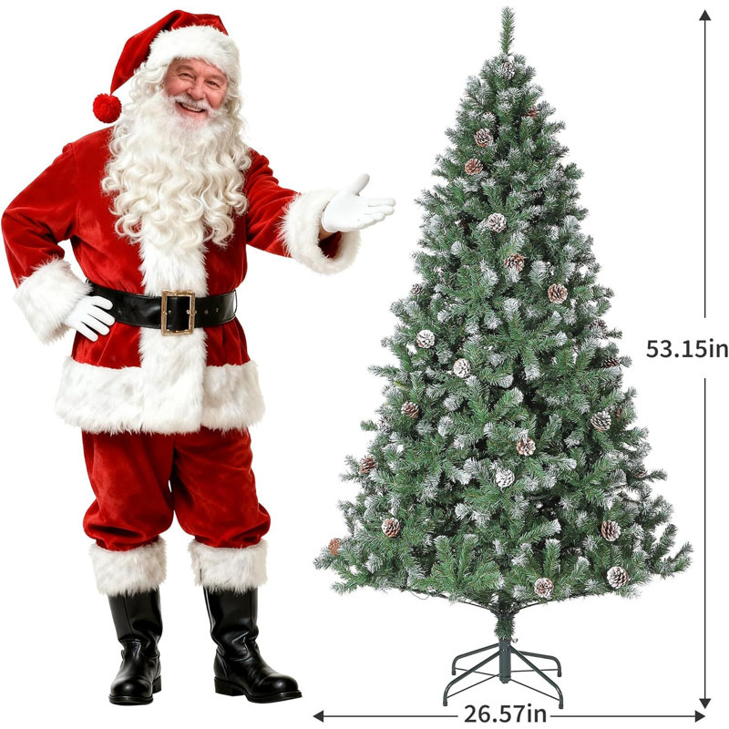 Arbre de Noël de qualité supérieure avec pommes de pin, illuminé, 4'5" H