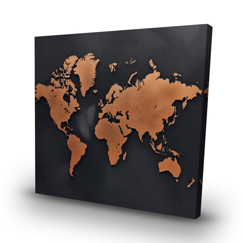 Rusted map - 32"x32" art on canvas