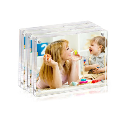 Cadre photo en acrylique 4 x 6 pouces, cadres transparents magnétiques à double face, cadres photo de bureau autoportants en acrylique 4 x 6 pour la table de bureau / maison