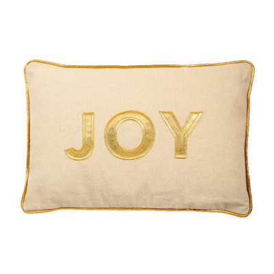 Joy Text Applique And Polyester Insert Pillow