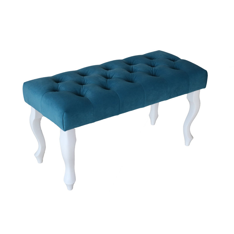 Upholstered Bench, Turquoise, 45cm H x 120cm W x 40cm D