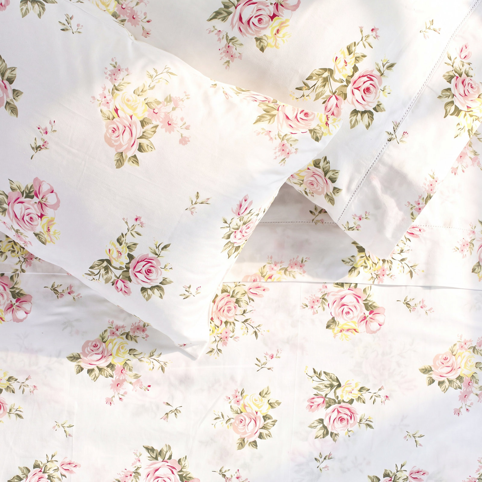 100% Cotton Sheet Set, King Sheet Set + Fitted Sheet + 2 Pillowcases