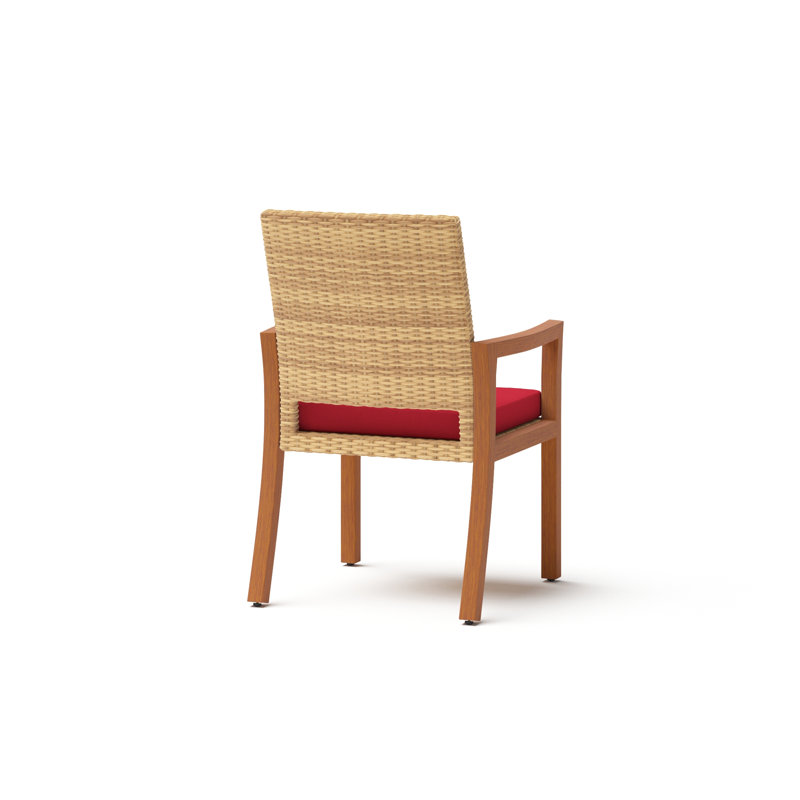 Sehrish 6 Piece Sunbrella Dining Chairs With Cushion In Sunset, Canvas Jockey Red Sunbrella® Canvas