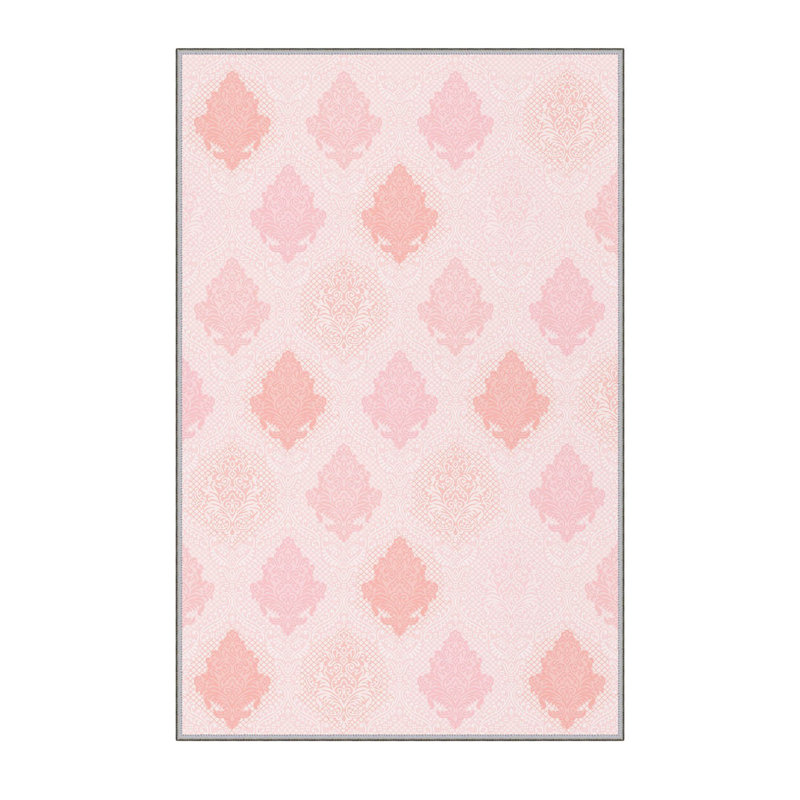Tapis rose en polyester tissé à la machine Bourassa, Rectangle 3 pi 3 po x 6 pi 7 po