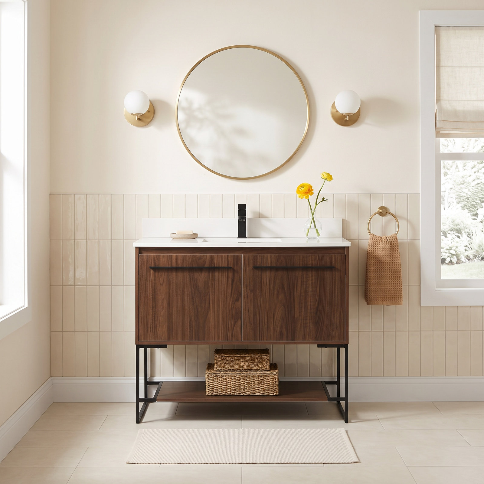 Rozell 40'' Single Bathroom Vanity, Walnut