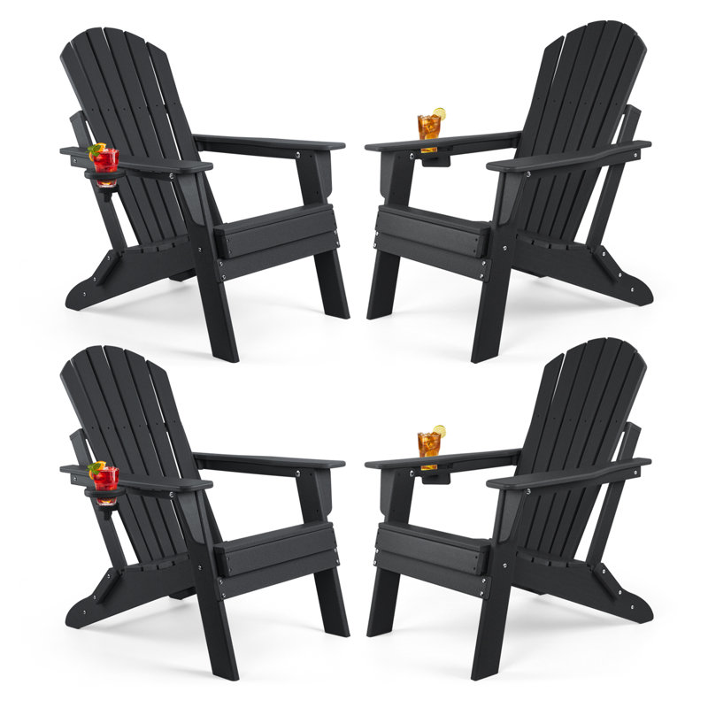 Azur Foldable Outdoor Adirondack Chair, Black