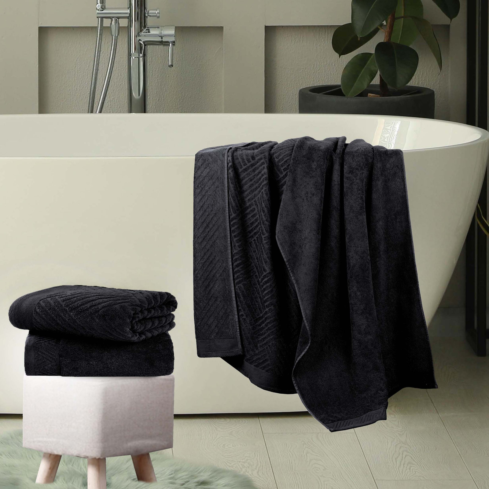 Osterley Egyptian Cotton Bath Towels, Black
