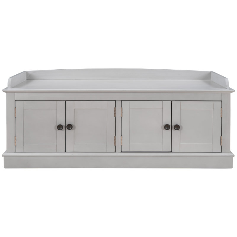 Banc de rangement avec 4 portes et tablettes réglables, Gris délavé
