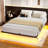 Zoller Floating Bed Frame with LED & Charging Station, Modern Metal Platform Bed, No Box Spring Needed-812422483