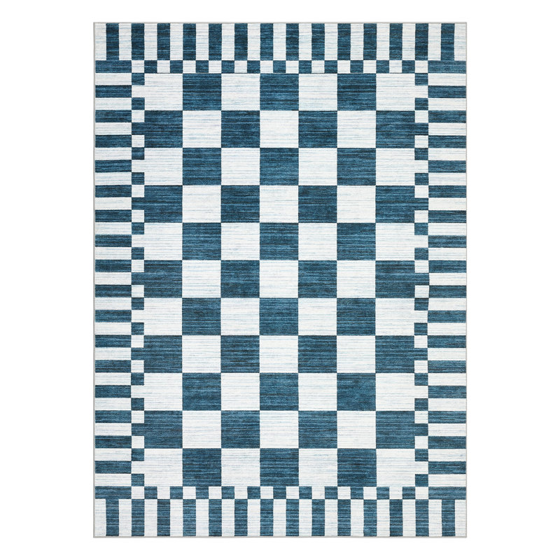 Checkered Rug for Living Room Washable Bedroom Rugs Non Slip Back Modern Classic Area Rug for Kids Boys Bedroom Home Decor Carpet for Dining Room Office