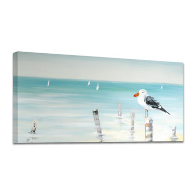 1 Panel Seagull Printed Oil Painting Style Framed Canvas Wall Art Decor Painting