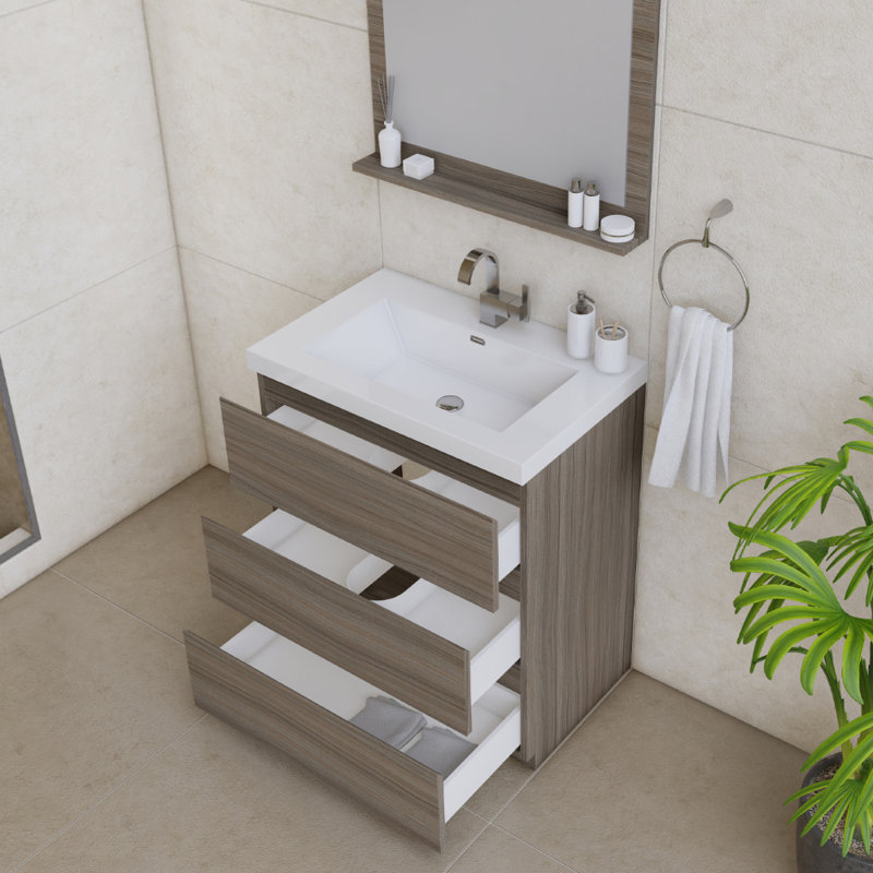 Ensemble de meuble-lavabo simple 30 po Arjina, Gris