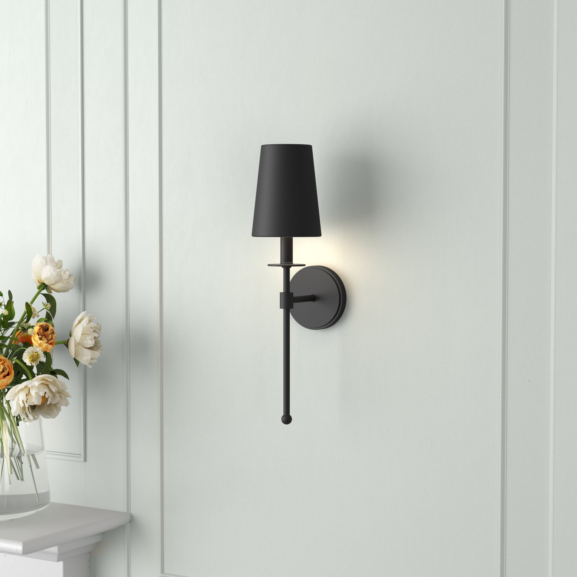 Reyka Single Light Dimmable Wall Sconces, Black, Black