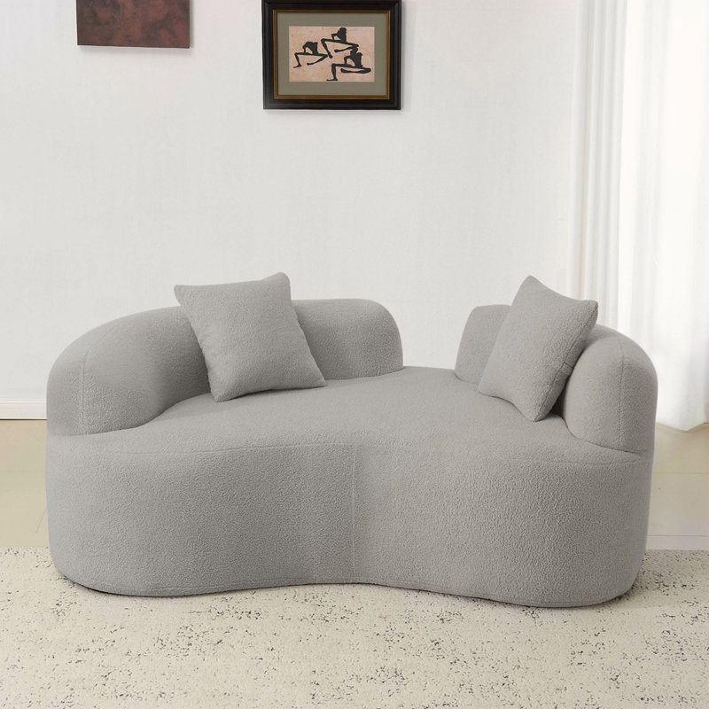 Causeuse incurvée à compression complète de 66,93 pouces, tissu en velours de peluche, canapé compact sans assemblage pour petits espaces et appartements, capacité de 350 lb