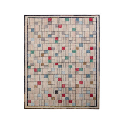 Rug & Kilim’S Modern Rug - Distressed Beige Multicolor Geometric Pattern