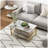 HOMCOM Coffee Tables Set of 2, 2-Rier Rectangle and Round Coffee Table with Storage Shelves, Faux Marble Top and Steel Frame